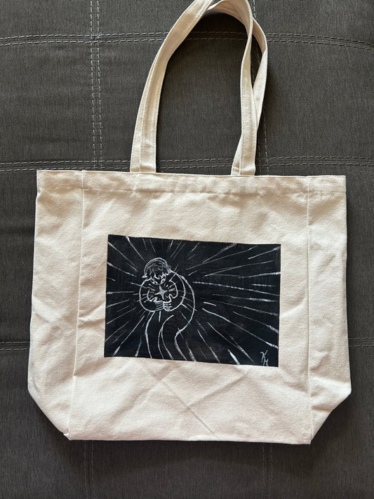 Hand Painted Starburst Canvas Tote Bag